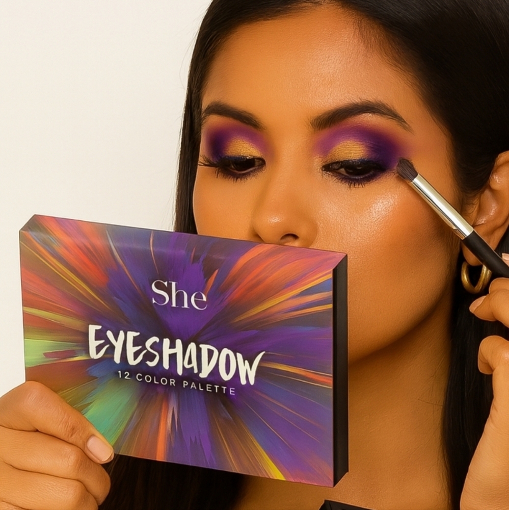 SHE Eyeshadow Palette – 12 Shades Matte & Shimmer Highly Pigmented Long Lasting